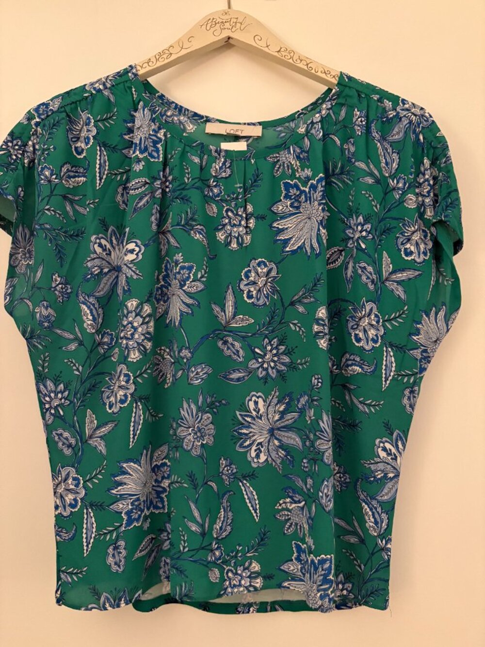 LOFT Green and Blue Blouse, NWT, Size Small